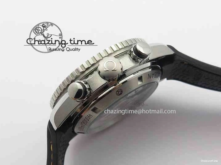 0429 Planet Ocean Master Chrono 45mm SS OM 1:1 Best Edition Black Dial Orange 12 On Rubber Strap A Durable 8169